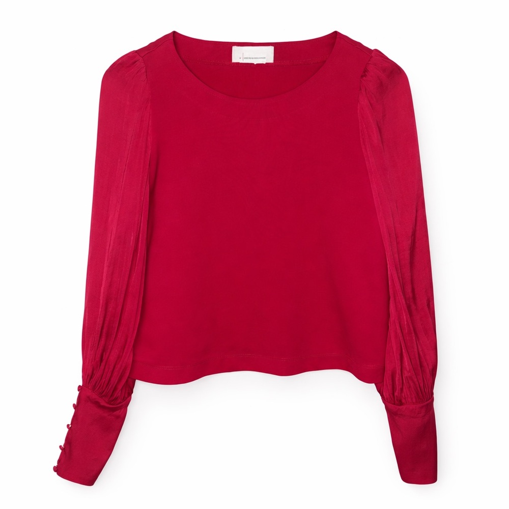 Maeve by Anthropologie Pink Bishop Sleeve Blouse XS